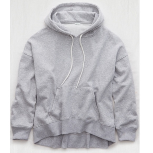 Oversized Hoodie Gray Distressed 